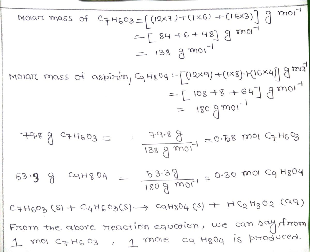 Answered If 53.3 g of aspirin C H O are bartleby